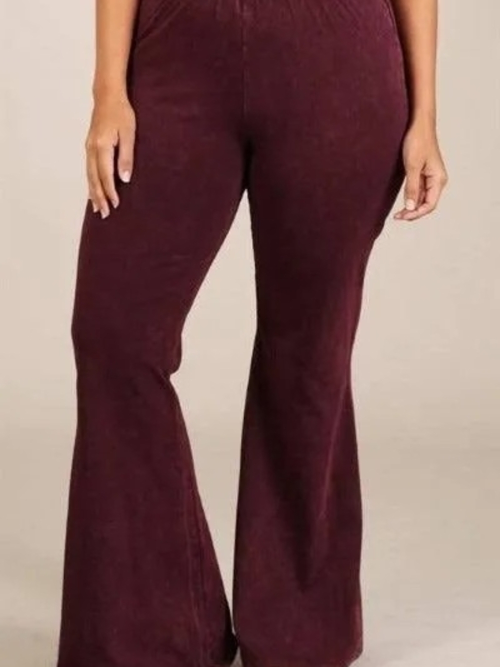 Mineral Wash Chatoyant Flare Cotton Leggings - Burgundy
